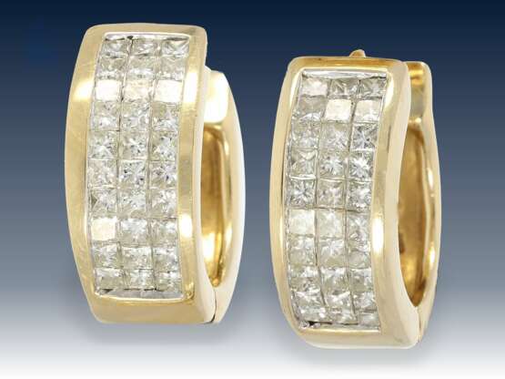 Ohrschmuck: sehr schöne und hochwertige Diamant-Creolen, aufwändige Goldschmiedearbeit, ca.1,2ct - Foto 1