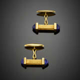 Yellow glazed gold and lapis lazuli cufflinks g 10.32 circa. - Foto 1