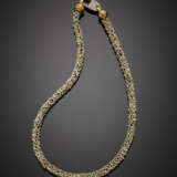 Irregular interwoven seedpearl bi-coloured gold necklace - photo 1