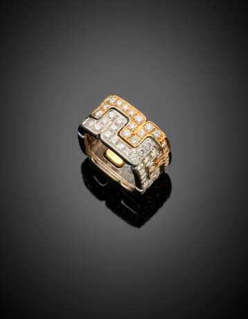Bi-coloured gold diamond square ring in all ct. 2 circa - фото 1