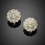 Rose cut diamond white gold cluster earrings - Foto 1