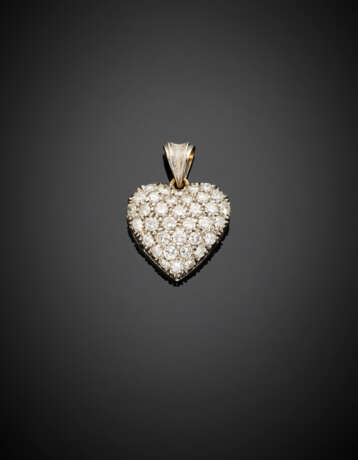 Heart shape white gold pendant with diamonds pavé in all ct. 1.40 circa - photo 1