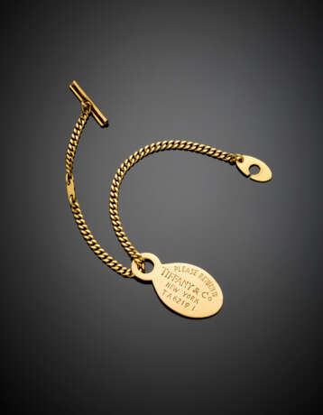 Yellow gold chain key ring with tag marked Tiffany & Co. - Foto 1