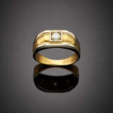 Round ct. 0.20 circa diamond bi-coloured gold ring - Foto 1