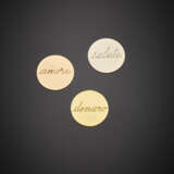Three small yellow white and pink gold plaques inscribed "Amore - фото 1