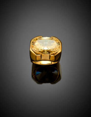 Oval ct. 14 circa yellow cubic zirconia yellow gold ring g 12.70 circa size 11.5/51.5. - Foto 1