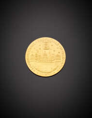 Yellow glazed gold celebrative "Amministrazione Bergamo" medal