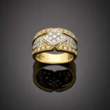 Bi-coloured gold diamond ring in all ct. 0.45 circa - Foto 1