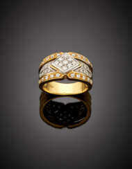 Bi-coloured gold diamond ring in all ct. 0.45 circa