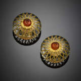 Paste and vitreous paste yellow gold earrings - photo 1