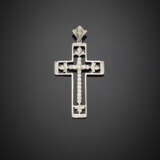 White gold diamond cross pendant - фото 1