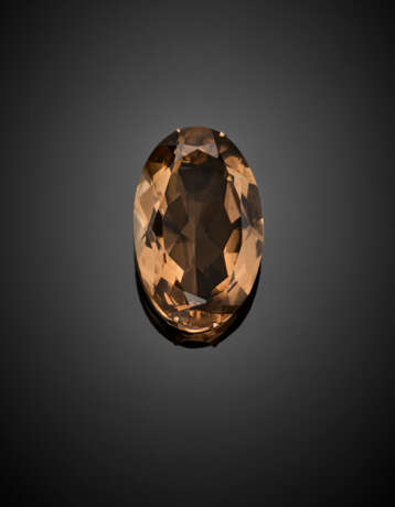 Yellow 9K gold pendant with smoky quartz of mm 40x26x14.66 circa - фото 1