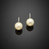 Mm 11.80/11.90 circa cultured pearl white gold diamond earrings - Foto 1