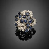 Diamond and sapphire white gold ring - фото 1