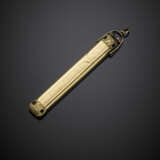 Yellow chased 9K gold and metal thermometer and pencil holder pendant - photo 1