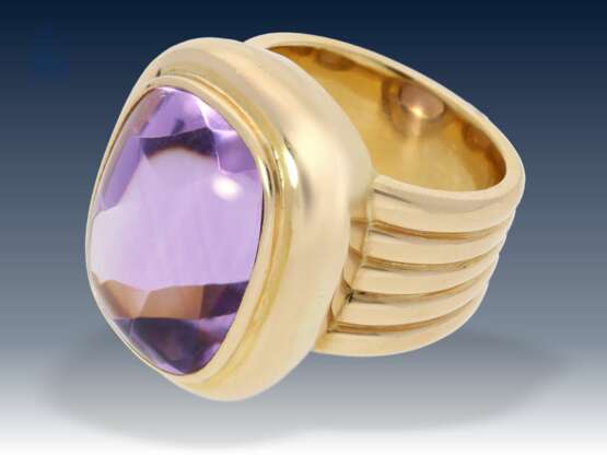 Ring: außergewöhnlicher, breiter und extrem schwerer Amethyst-Goldschmiedering, Handarbeit 18K Gold, Atelierspreis 3450,-€ - photo 2