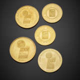 Yellow gold lot comprising five celebrative medals of the Professional National League FIGC for Christmas of 1986 - photo 2