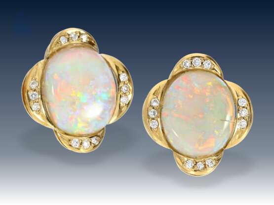 Ohrschmuck: ausgesprochen schöne und ehemals sehr teure Opal/Brillant-Ohrclips, Wertgutachten über 8600,- € - photo 1