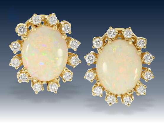 Ohrschmuck: ausgesprochen schöne und ehemals sehr teure vintage Opal/Brillant-Ohrclips - Foto 1