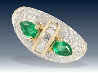 Ring: ehemals sehr teurer Smaragd/Diamant-Cocktailring, ca. 2ct, NP lt. Vorbesitzer ca.3.000€