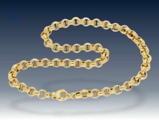Kette/Collier: handgearbeitete, sehr dekorative und ausgefallene Erbskette aus 18K Gold