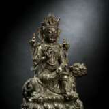 Möglicherweise Manjushri auf einem Löwen sitzend aus Bronze - Foto 2