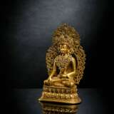 Feine feuervergoldete Bronze des Buddha auf einem Lotos - photo 2