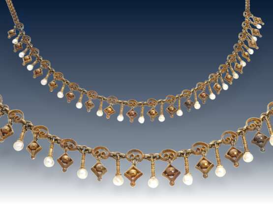 Kette/Collier: antikes, feines und seltenes Goldschmiede-Collier mit Perlenbesatz - фото 1