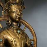 Feine Bronze des Amithaba auf einem Lotosthron mit Silber- und Kupfereinlagen - Foto 4