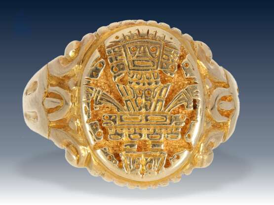 Ring: besonders schwerer und massiver Goldschmiede-Herrenring, Handarbeit, 14K Gold - фото 2