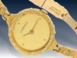 Armbanduhr: seltene goldene Armbanduhr von Lapponia, Model "Coco", ehemaliger Neupreis ca. 3.400 €