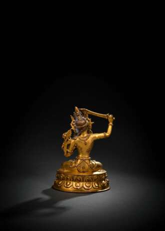 Feine feuervergoldete Bronze des Manjushri, Sonam Gyaltsen zugeschrieben - Foto 2