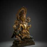 Feuervergoldete Bronze des Indra auf einem Lotos - Foto 2