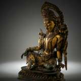 Feuervergoldete Bronze des Indra auf einem Lotos - Foto 3