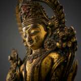 Feuervergoldete Bronze des Indra auf einem Lotos - Foto 4