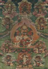 Thangka mit zentraler Darstellung des Vaishravana