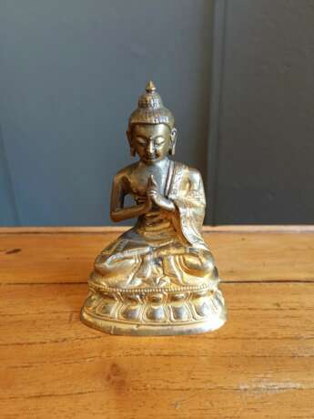 Partiell feuervergoldete Bronze des Buddha Shakyamuni - Foto 2