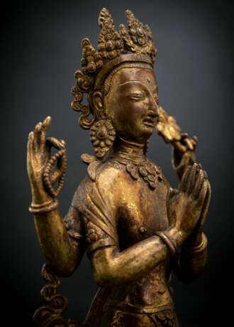 Feuervergoldete Bronze des Sadaksharilokeshvara - photo 3