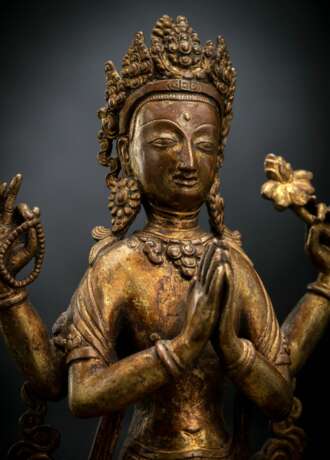 Feuervergoldete Bronze des Sadaksharilokeshvara - Foto 4