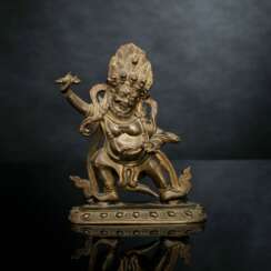 Bronze des Vajrapani auf einem Lotossockel