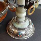 Deckelgefäß 'dou' aus Jade, Silber und Wurzelholz mit Steinbesatz - фото 5