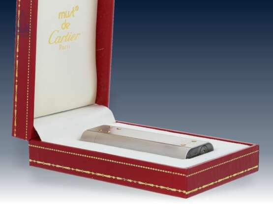 Feuerzeug: edles, vermutlich unbenutztes vintage Feuerzeug von Cartier in originaler Box, mit kompletten Papieren, Paris 1986 - Foto 4