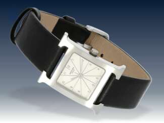 Armbanduhr: Designer-Uhr, Hermès "Heure H Ref: HH1.210", Millennium-Edition von 2000, Edelstahl
