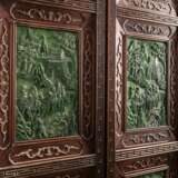 Vierteiliger, beschnitzter Stellschirm mit spinatgrünen Jade-Platten - photo 23