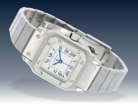 Armbanduhr: Paar vintage Armbanduhren von Cartier, Herrenuhr & Damenuhr Modell "SANTOS AUTOMATIQUE" von 1979 mit Etuis & Papieren - Foto 4