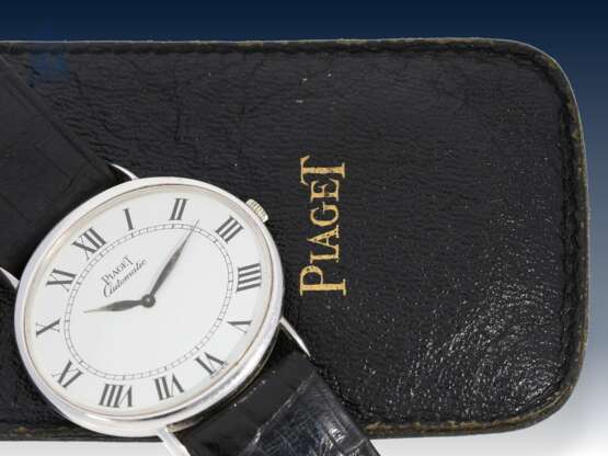Armbanduhr: seltene ovale vintage Piaget Herrenuhr/Damenuhr in 18K Weißgold, Ref.12502, mit Originaletui, verm. um 1990 - Foto 2