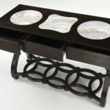 Hongmu-Tisch mit Marmorplatten auf Scherenbeinen - photo 3