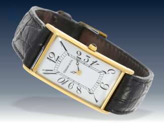 Armbanduhr: vintage Tiffany & Co "Curvex" Herrenuhr in 18K Gold, mit Originalbox