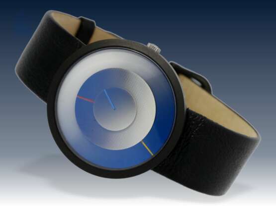 Armbanduhr: äußerst seltene vintage Designeruhr, Uhrenmanufaktur Lederer/Blu S.A./Time Dimension TD-4", Design Hans Donner, 90er Jahre, neuwertig - photo 1