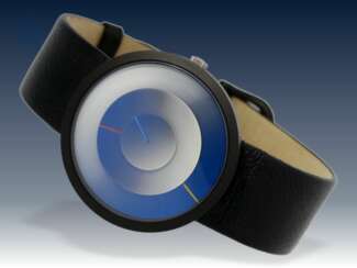 Armbanduhr: äußerst seltene vintage Designeruhr, Uhrenmanufaktur Lederer/Blu S.A./Time Dimension TD-4", Design Hans Donner, 90er Jahre, neuwertig